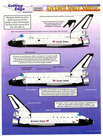 space shuttle model decals