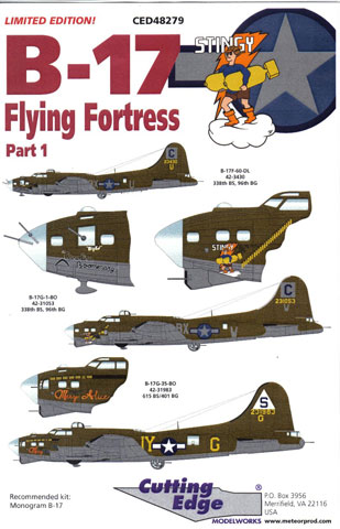 Kits World Decals KW148001 1/48 B-17G FLYING FORTRESS American Beauty
