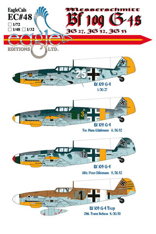 1/72 Scale EagleCals Decals EC#37 Messerschmitt Bf 109 G-6s  NIP